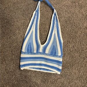 Hollister Blue and White Striped Tank Top